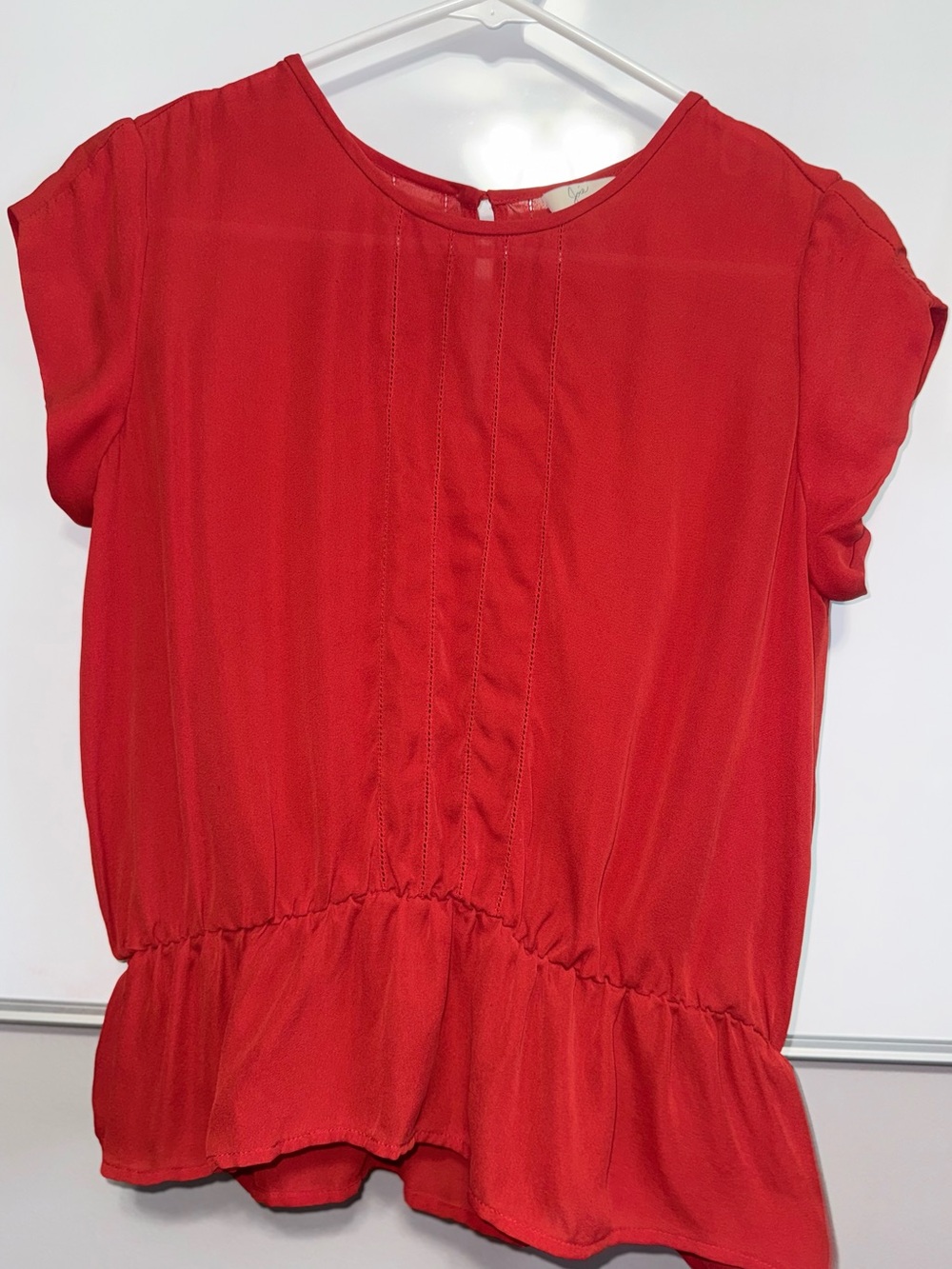 Joie Red Short-Sleeve Ruffle-Hem Peplum Top for Kids